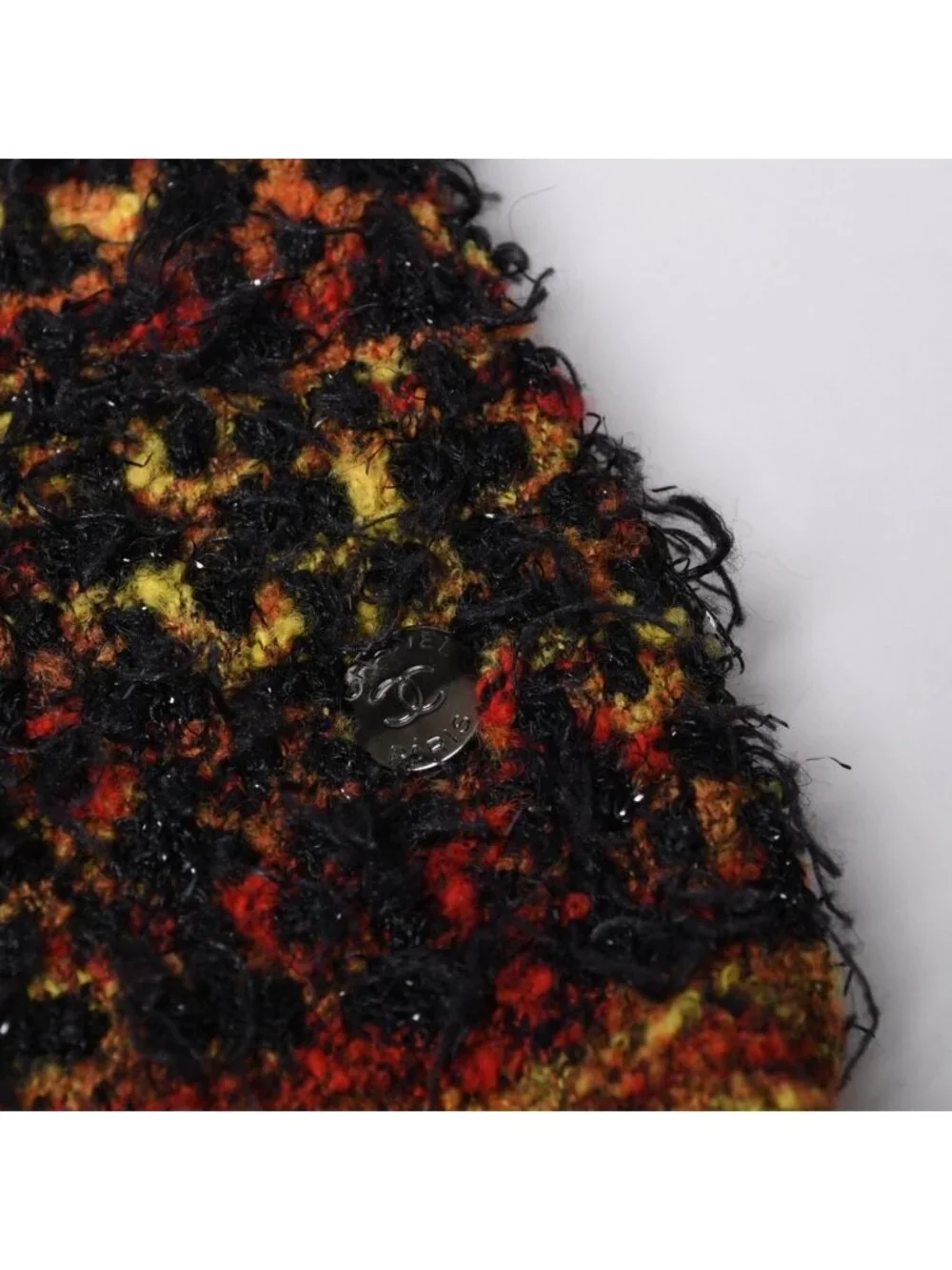 Chanel V-neck Knit Sweater CC Logo Multicolor Wool